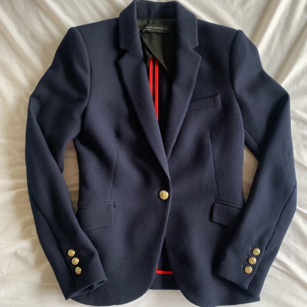 Zara Navy Blazer with Gold Buttons size Medium